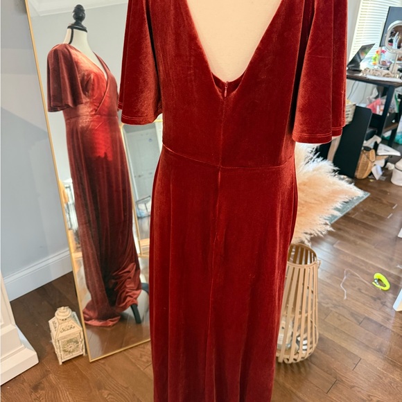 Ever Pretty Deep Burnt Orange Velour  Short Sleeve Dress - Picture 6 of 7